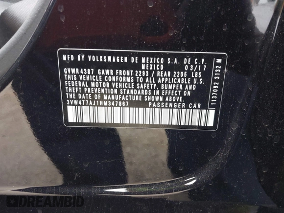 2017 Volkswagen Jetta GLI z VIN 3VW4T7AJ1HM347867, wystawiony jako IAAI lot #42408757 z przebiegiem 82 905 mil mil oraz . Historia ofert i sprzedaży dostępna na DreamBid. Obrazek 9.