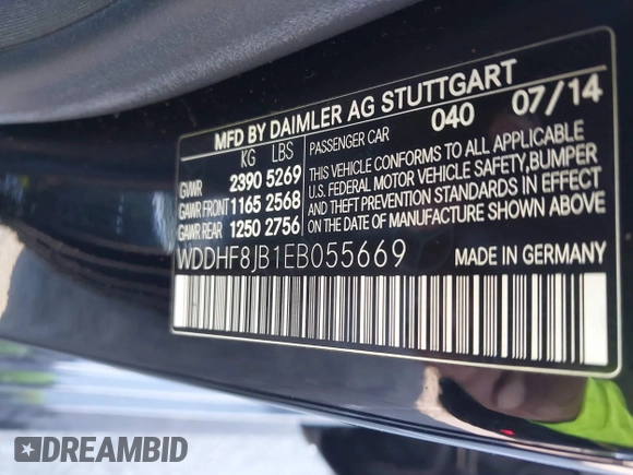 2014 Mercedes-Benz E 350 Luxury with VIN WDDHF8JB1EB055669, listed as a IAAI auction lot 42514114 with 130,655 mi miles and . Bid and sale history available at DreamBid. Image 7.