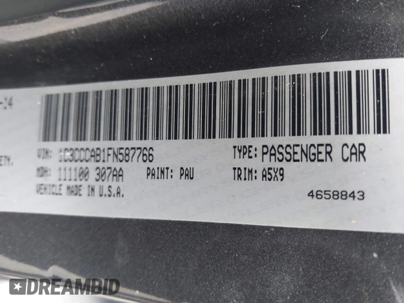 2015 Chrysler 200 Limited with VIN 1C3CCCAB1FN587766, listed as a IAAI auction lot 41237842 with 179,788 mi miles and . Bid and sale history available at DreamBid. Image 9.