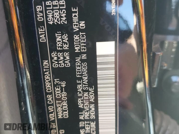 2019 Volvo S60 Momentum with VIN 7JR102FKXKG005713, listed as a Copart auction lot 49808125 with 52,246 mi miles and Salvage Title. Bid and sale history available at carsss.com. Image 12.