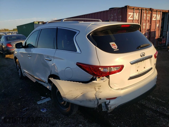 2013 Infiniti JX35 with VIN 5N1AL0MM7DC338486, listed as a Copart auction lot 72959864 with 118,815 mi miles and Salvage Title. Bid and sale history available at carsss.com. Image 2.