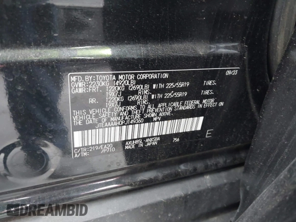 2023 Toyota Venza LE with VIN JTEAAAAH0PJ149360, listed as a IAAI auction lot 41815213 with 33,545 mi miles and . Bid and sale history available at DreamBid. Image 9.
