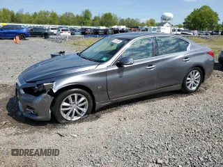 2014 Infiniti Q50 Sport with VIN JN1BV7ARXEM701051, listed as a Copart auction lot 55157825 with 192,418 mi miles and Salvage title. Bid and sale history available at DreamBid. Image 1.