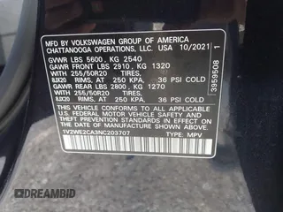 2022 Volkswagen Atlas SE с VIN 1V2WE2CA3NC203707, выставлен на аукционе IAAI как лот 42234723 с пробегом 50 609 миль миль и . История ставок и продаж доступна на DreamBid. Изображение 9.
