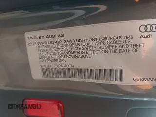 2023 Audi A5 Sportback S line Premium Plus with VIN WAUFACF50PA040074, listed as a IAAI auction lot 41933197 with 21,871 mi miles and . Bid and sale history available at DreamBid. Image 9.