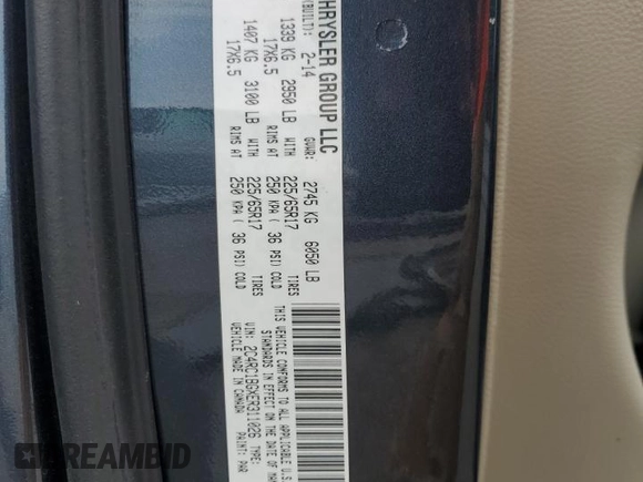 2014 Chrysler Town & Country Touring z VIN 2C4RC1BGXER311026, wystawiony jako Copart lot #57581375 z przebiegiem 84 725 mil mil oraz Szkoda całkowita • Salvage title. Historia ofert i sprzedaży dostępna na DreamBid. Obrazek 12.