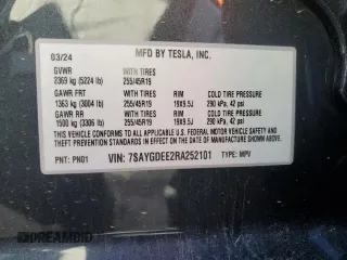 2024 Tesla Model Y Long Range with VIN 7SAYGDEE2RA252101, listed as a Copart auction lot 49514675 with 19,399 mi miles and Salvage Title. Bid and sale history available at DreamBid. Image 12.