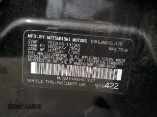2019 Mitsubishi Mirage ES with VIN ML32A3HJ6KH011077, listed as a Copart auction lot 61005885 with 152,201 mi miles and Salvage title. Bid and sale history available at DreamBid. Image 14.