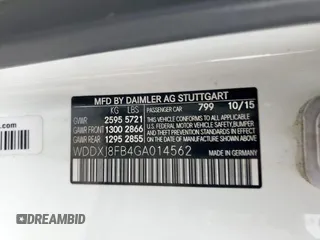 2016 Mercedes-Benz S 550 with VIN WDDXJ8FB4GA014562, listed as a Copart auction lot 65958535 with 78,704 mi miles and Salvage title. Bid and sale history available at DreamBid. Image 12.
