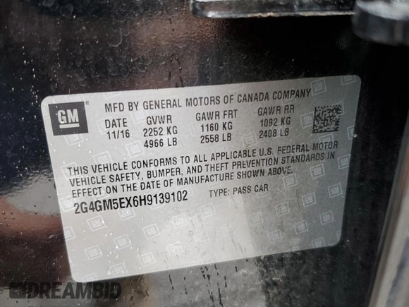 2017 Buick Regal with VIN 2G4GM5EX6H9139102, listed as a Copart auction lot 75418074 with 118,032 mi miles and Salvage Title. Bid and sale history available at carsss.com. Image 13.