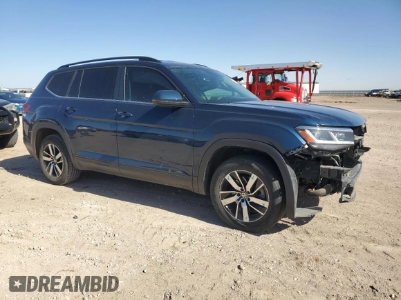 2021 Volkswagen Atlas S with VIN 1V2AP2CA8MC591195, listed as a Copart auction lot 43898235 with 51,443 mi miles and Salvage title. Bid and sale history available at DreamBid. Image 4.