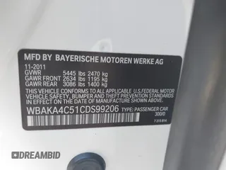 2012 BMW 7 Series 740i with VIN WBAKA4C51CDS99206, listed as a IAAI auction lot 42555719 with 104,303 mi miles and . Bid and sale history available at DreamBid. Image 9.
