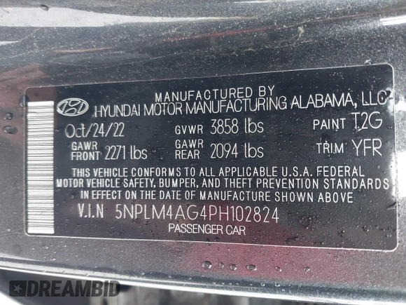 2023 Hyundai Elantra SEL with VIN 5NPLM4AG4PH102824, listed as a IAAI auction lot 41808745 with 28,758 mi miles and . Bid and sale history available at DreamBid. Image 9.