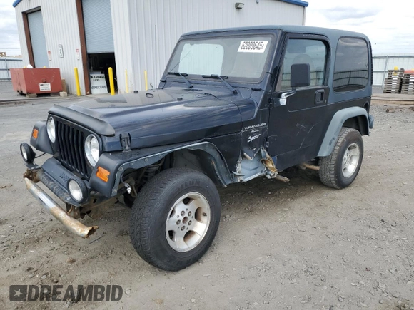 2000 Jeep Wrangler Sport z VIN 1J4FA49S9YP798353, wystawiony jako Copart lot #62009645 z przebiegiem 116 676 mil mil oraz Szkoda całkowita • Salvage title. Historia ofert i sprzedaży dostępna na DreamBid. Obrazek 1.