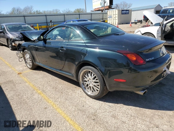 2005 Lexus SC 430 z VIN JTHFN48Y550070001, wystawiony jako Copart lot #49179564 z przebiegiem Nie podano mil oraz Szkoda całkowita • Salvage title. Historia ofert i sprzedaży dostępna na DreamBid. Obrazek 2.
