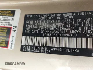2010 Toyota Camry with VIN 4T1BF3EK9AU096493, listed as a IAAI auction lot 42104770 with 216,279 mi miles and . Bid and sale history available at DreamBid. Image 9.