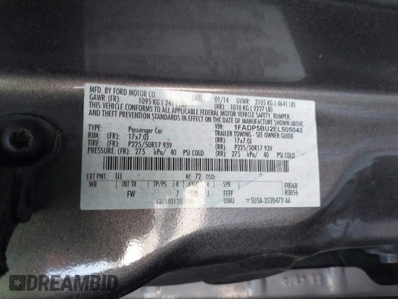 2014 Ford C-Max SEL z VIN 1FADP5BU2EL505043, wystawiony jako IAAI lot #42384560 z przebiegiem 392 782 mil mil oraz . Historia ofert i sprzedaży dostępna na DreamBid. Obrazek 9.