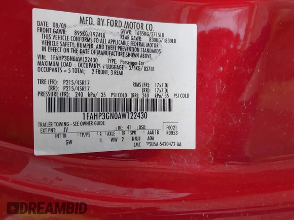 2010 Ford Focus SES with VIN 1FAHP3GN0AW122430, listed as a IAAI auction lot 42186534 with 99,877 mi miles and . Bid and sale history available at DreamBid. Image 9.