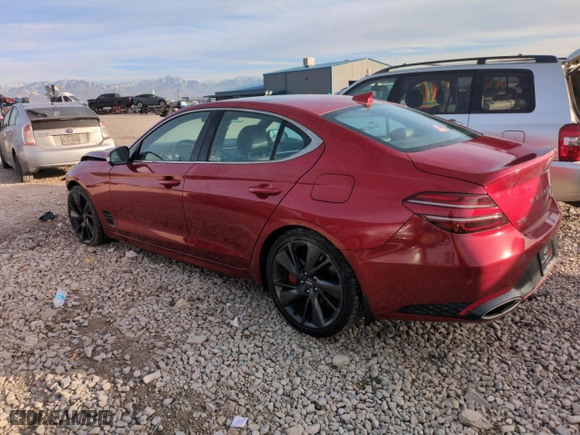 2022 Genesis G70 3.3T with VIN KMTG54TE3NU088591, listed as a Copart auction lot 85343234 with 43,764 mi miles and Salvage Title. Bid and sale history available at carsss.com. Image 2.