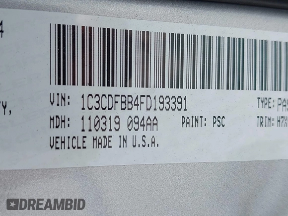 2015 Dodge Dart SXT with VIN 1C3CDFBB4FD193391, listed as a IAAI auction lot 42689487 with 129,861 mi miles and . Bid and sale history available at DreamBid. Image 9.