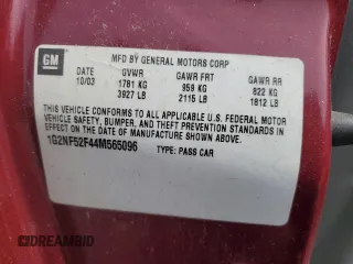 2004 Pontiac Grand Am SE1 with VIN 1G2NF52F44M565096, listed as a Copart auction lot 47833585 with 118,189 mi miles and Salvage Title. Bid and sale history available at carsss.com. Image 14.