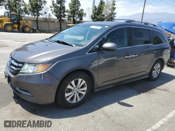 2014 Honda Odyssey EX-L with VIN 5FNRL5H62EB021297, listed as a Copart auction lot 57177375 with 206,641 mi miles and Clean title. Bid and sale history available at DreamBid. Image 1.