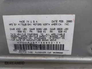 2005 Mitsubishi Galant ES with VIN 4A3AB36F75E052194, listed as a IAAI auction lot 41761132 with 254,086 mi miles. Bid and sale history available at carsss.com. Image 9.