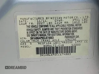 2012 Nissan Sentra S with VIN 3N1AB6AP0CL674883, listed as a IAAI auction lot 42728393 with 96,376 mi miles and . Bid and sale history available at DreamBid. Image 9.