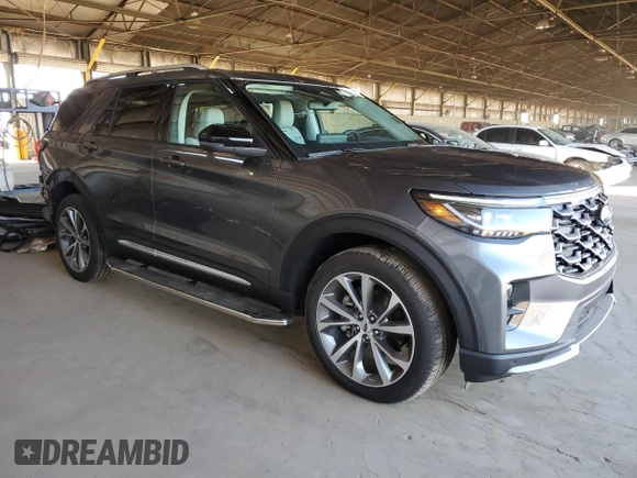 2025 Ford Explorer Platinum with VIN 1FMWK8HC8SGA15336, listed as a Copart auction lot 86760074 with 3,015 mi miles and Salvage title. Bid and sale history available at DreamBid. Image 4.