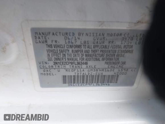 2015 Nissan Note S Plus с VIN 3N1CE2CP9FL363446, выставлен на аукционе IAAI как лот 42210025 с пробегом 218 750 миль миль и . История ставок и продаж доступна на DreamBid. Изображение 9.