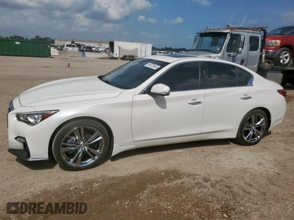 2021 Infiniti Q50 Signature Edition z VIN JN1EV7CP6MM706805, wystawiony jako Copart lot #64873545 z przebiegiem 19 038 mil mil oraz Czysty tytuł • Clean title. Historia ofert i sprzedaży dostępna na DreamBid. Obrazek 1.