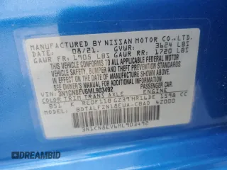 2021 Nissan Versa SV with VIN 3N1CN8EV6ML903492, listed as a Copart auction lot 54789025 with 42,516 mi miles and Salvage Title. Bid and sale history available at carsss.com. Image 12.