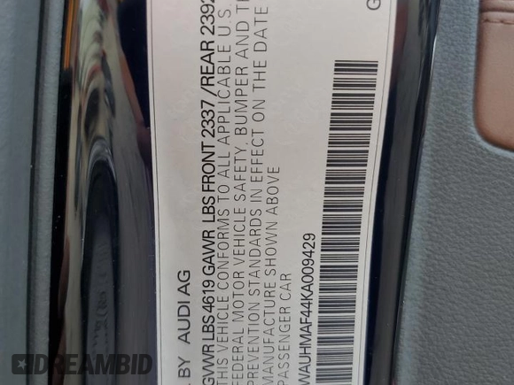 2019 Audi A4 Premium Plus z VIN WAUHMAF44KA009429, wystawiony jako Copart lot #73296584 z przebiegiem 86 217 mil mil oraz Nie do naprawy • Non repairable. Historia ofert i sprzedaży dostępna na DreamBid. Obrazek 13.