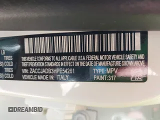 2017 Jeep Renegade Limited z VIN ZACCJADB3HPE54261, wystawiony jako IAAI lot #42028152 z przebiegiem 80 723 mil mil oraz . Historia ofert i sprzedaży dostępna na DreamBid. Obrazek 9.