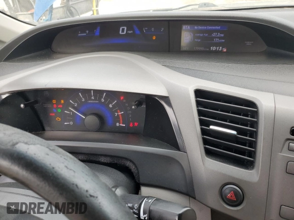 2012 Honda Civic Cpe EX with VIN 2HGFG3B84CH520973, listed as a Copart auction lot 73484514 with 179,990 mi miles and Salvage Title. Bid and sale history available at carsss.com. Image 9.