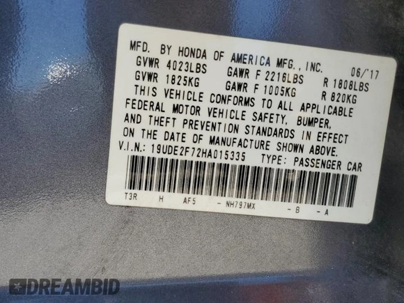 2017 Acura ILX w/Premium Pkg with VIN 19UDE2F72HA015335, listed as a Copart auction lot 54793755 with 63,474 mi miles and Salvage Title. Bid and sale history available at carsss.com. Image 13.