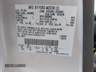 2005 Ford Escape XLT с VIN 1FMYU93125KB21037, выставлен на аукционе IAAI как лот 42256389 с пробегом 173 080 миль миль и . История ставок и продаж доступна на DreamBid. Изображение 9.