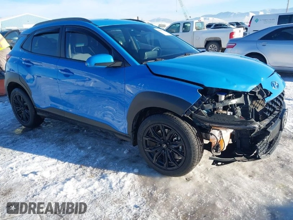 2023 Hyundai Kona SEL with VIN KM8K6CAB3PU956256, listed as a IAAI auction lot 41286226 with 24,973 mi miles. Bid and sale history available at carsss.com. Image 1.