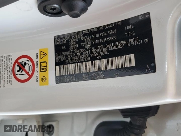 2016 Lexus RX 350 with VIN 2T2BZMCA5GC033906, listed as a Copart auction lot 64869445 with 129,861 mi miles and Salvage title. Bid and sale history available at DreamBid. Image 14.