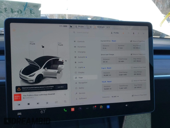 2022 Tesla Model Y Performance with VIN 7SAYGDEF5NF542189, listed as a IAAI auction lot 41643254 with 18,865 mi miles and . Bid and sale history available at DreamBid. Image 7.