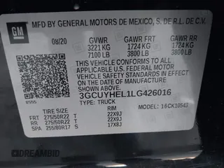 2020 Chevrolet Silverado 1500 High Country with VIN 3GCUYHEL1LG426016, listed as a IAAI auction lot 40962860 with 1 mi miles. Bid and sale history available at carsss.com. Image 9.