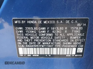 2015 Honda Fit LX z VIN 3HGGK5H51FM711607, wystawiony jako IAAI lot #42249495 z przebiegiem Nie podano mil oraz . Historia ofert i sprzedaży dostępna na DreamBid. Obrazek 9.