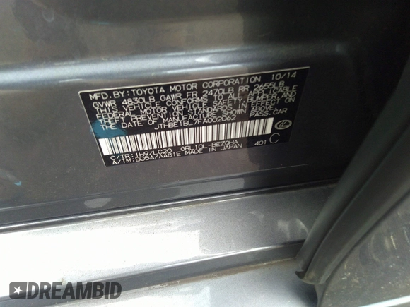 2015 Lexus GS 350 with VIN JTHBE1BL7FA002062, listed as a IAAI auction lot 42313015 with 225,537 mi miles and . Bid and sale history available at DreamBid. Image 9.