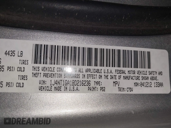 2011 Jeep Patriot Sport with VIN 1J4NT1GA1BD216236, listed as a IAAI auction lot 41318655 with 34,263 mi miles and . Bid and sale history available at carsss.com. Image 9.