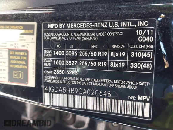 2012 Mercedes-Benz M 350 z VIN 4JGDA5HB9CA020646, wystawiony jako IAAI lot #41664629 z przebiegiem 113 786 mil mil oraz . Historia ofert i sprzedaży dostępna na DreamBid. Obrazek 9.