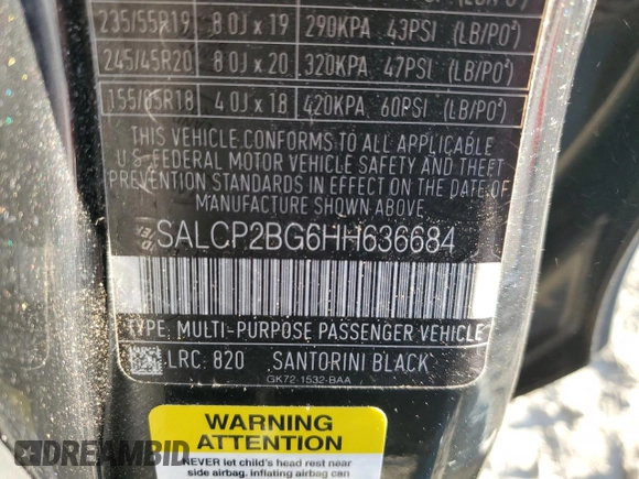 2017 Land Rover Discovery Sport SE with VIN SALCP2BG6HH636684, listed as a Copart auction lot 47094485 with 88,942 mi miles and Salvage Title. Bid and sale history available at carsss.com. Image 12.