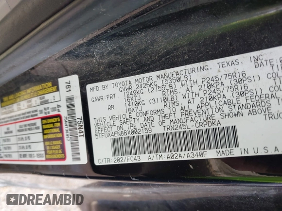 2011 Toyota Tacoma z VIN 5TFUX4EN8BX002159, wystawiony jako IAAI lot #41291262 z przebiegiem 94 934 mil mil oraz . Historia ofert i sprzedaży dostępna na DreamBid. Obrazek 9.