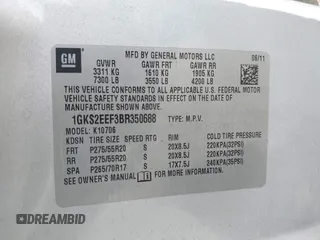 2011 GMC Yukon Denali with VIN 1GKS2EEF3BR350688, listed as a IAAI auction lot 41993776 with 241,941 mi miles. Bid and sale history available at carsss.com. Image 9.