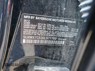2013 BMW X3 xDrive35i with VIN 5UXWX7C53DL977769, listed as a Copart auction lot 84625774 with 128,981 mi miles and Salvage Title. Bid and sale history available at DreamBid. Image 15.