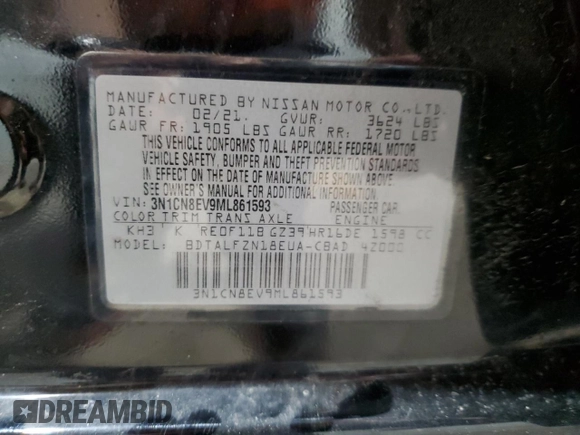 2021 Nissan Versa SV with VIN 3N1CN8EV9ML861593, listed as a Copart auction lot 56629195 with 77,522 mi miles and Salvage title. Bid and sale history available at DreamBid. Image 12.